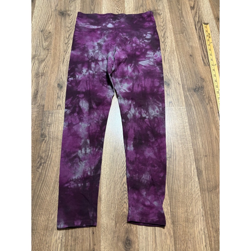 Calvin Klein Performance Pants Women Size M Purple Leggings Tie Dye Cotton Blend